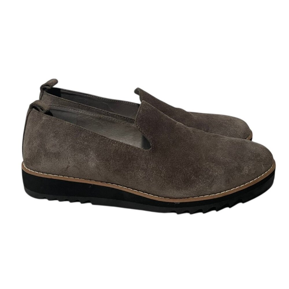 EILEEN FISHER Embrace Gray Suede Slip On Loafers Sz 9 Classy Comfort Office - Picture 3 of 9